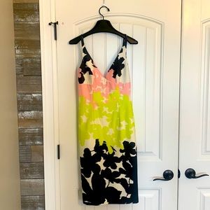 Milly, size 2, pink, green and grey printed dress.